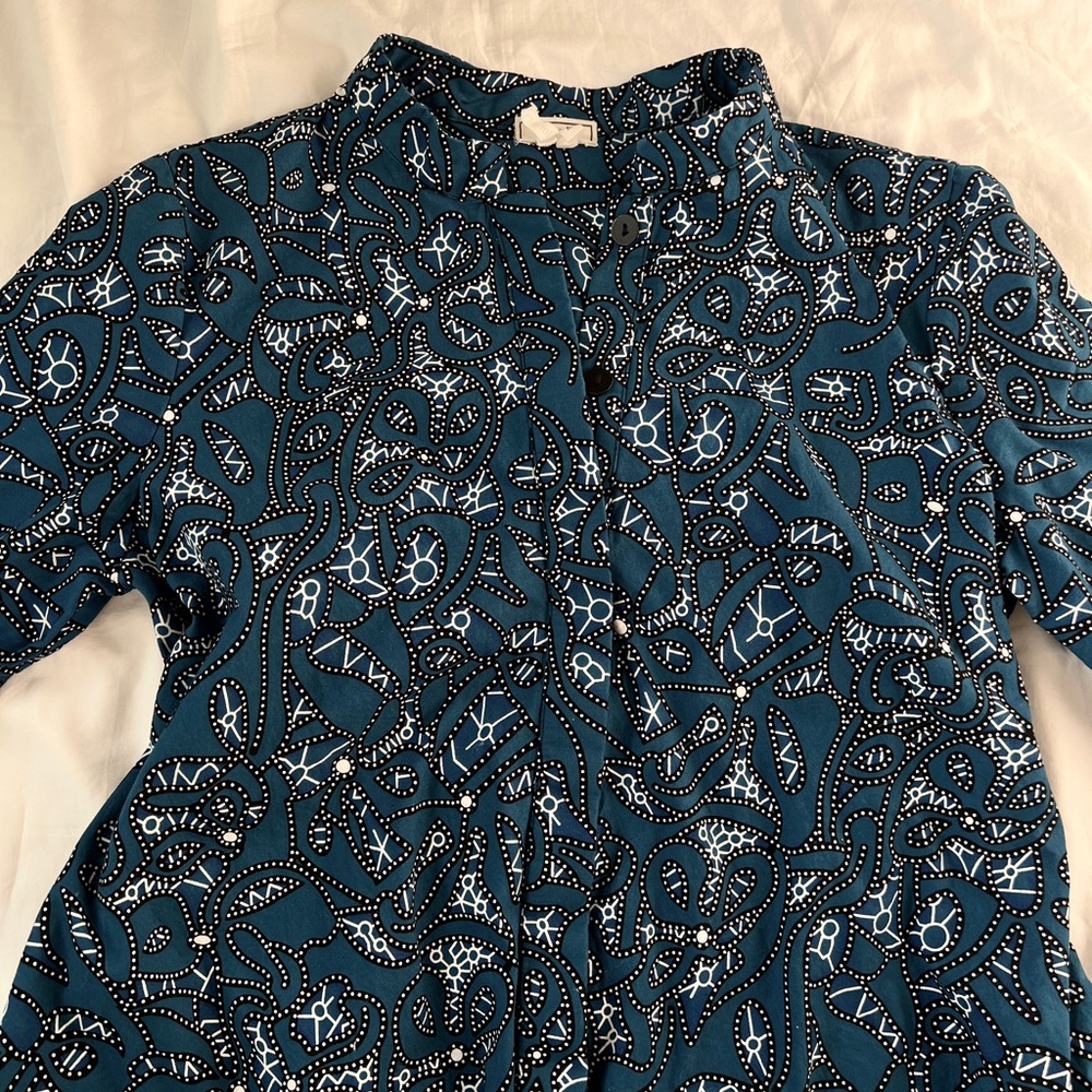 Zuri Made in Kenya Blue Print Patterned Cotton Dress Size Medium - Picture 3 of 8